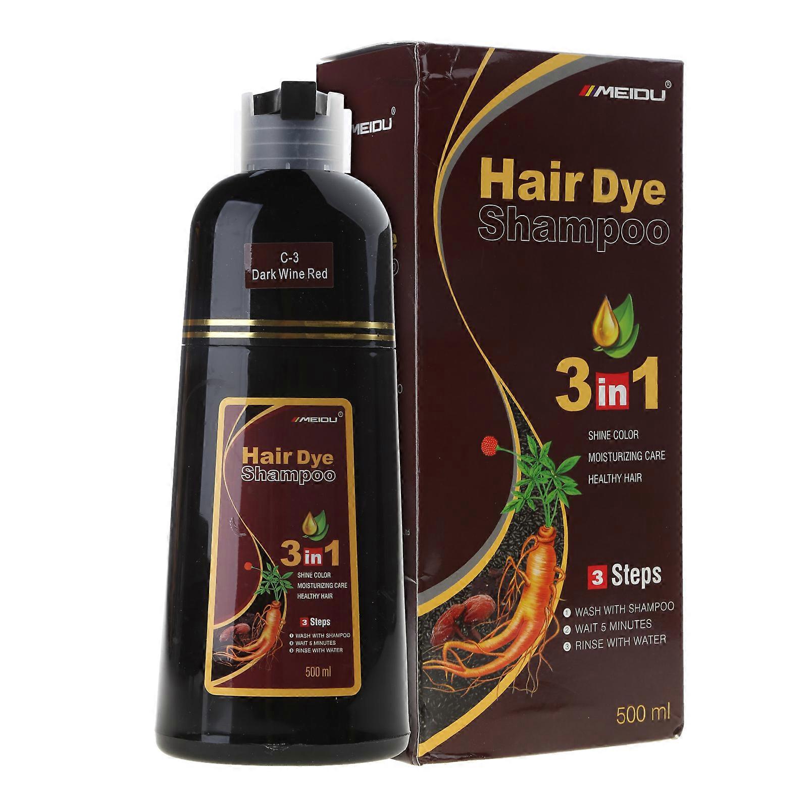 Σκούρο Καστανό Σαμπουάν Βαφής Μαλλιών 500ml Γκρι Κάλυψη σε Λεπτά Σαμπουάν Βαφής Μαλλιών Γκρι Ασημί Δώρο Στιγμιαίου Χρωματισμού Μαλλιών Βαθύ Κόκκινο Κρασί