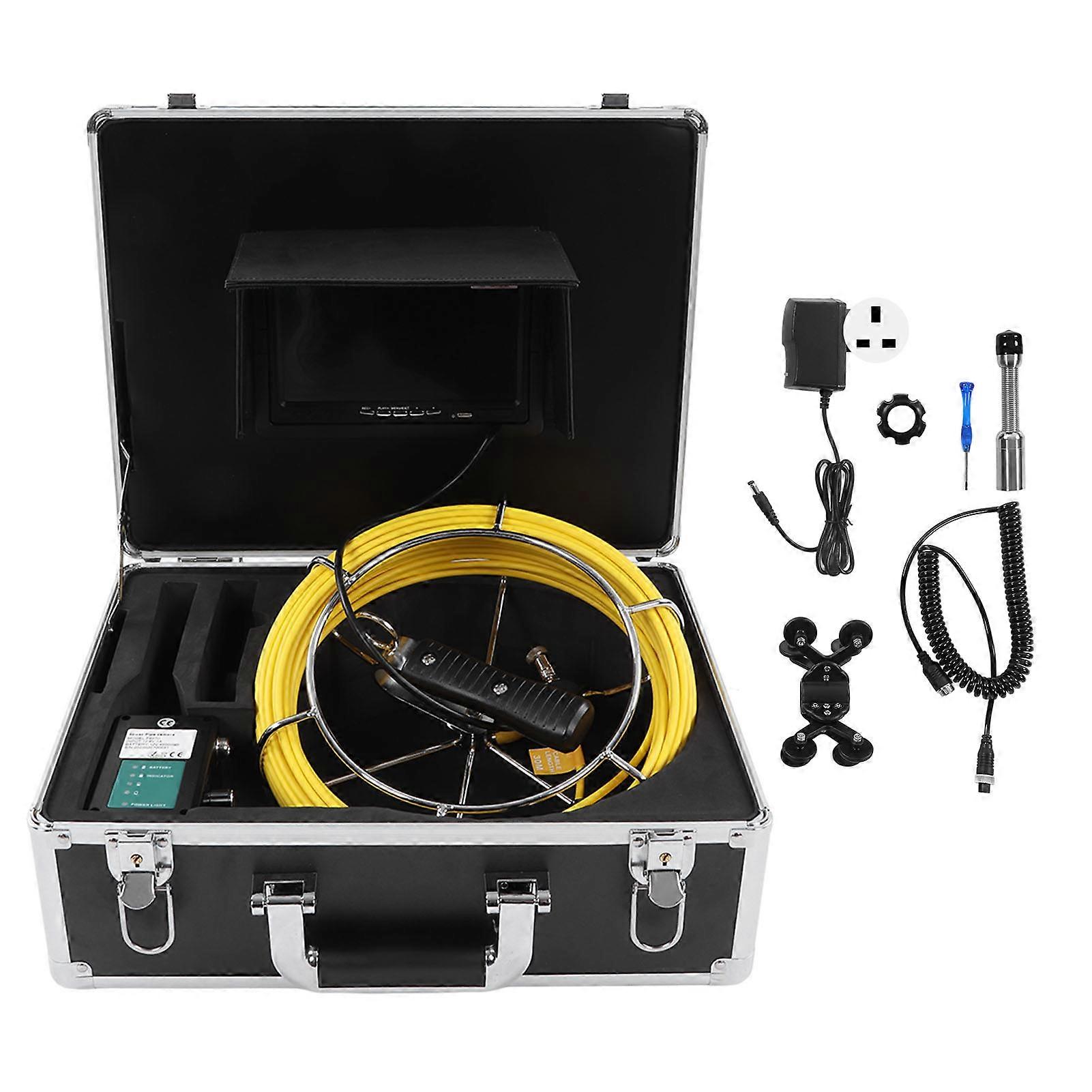 Sewer Camera Locator 512Hz Transmitter 7 Inch LCD Screen 12 LED Lights Waterproof Pipe Inspection Camera AC100‑240V UK Plug