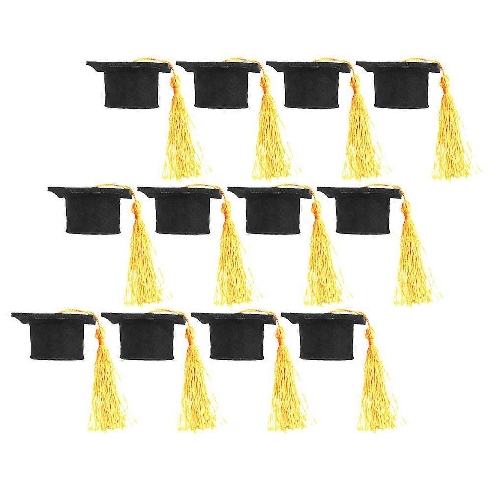 Yellow Mini Graduation Hat Tops for Decoration Beverage Covers 12 Pieces