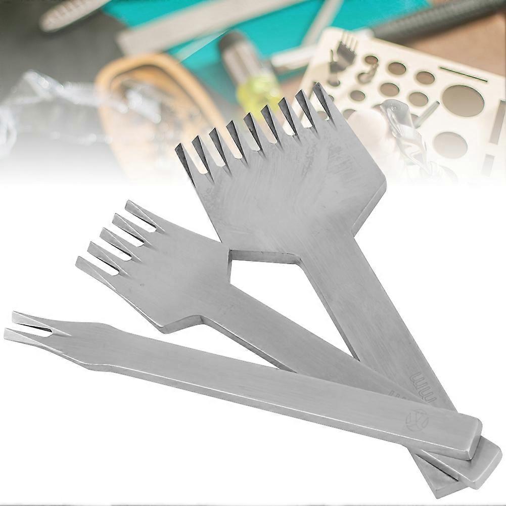 3pcs European Style 2+5+9 Prongs Leather Punch Tool DIY Leathercraft Pricking Chisel (3mm)