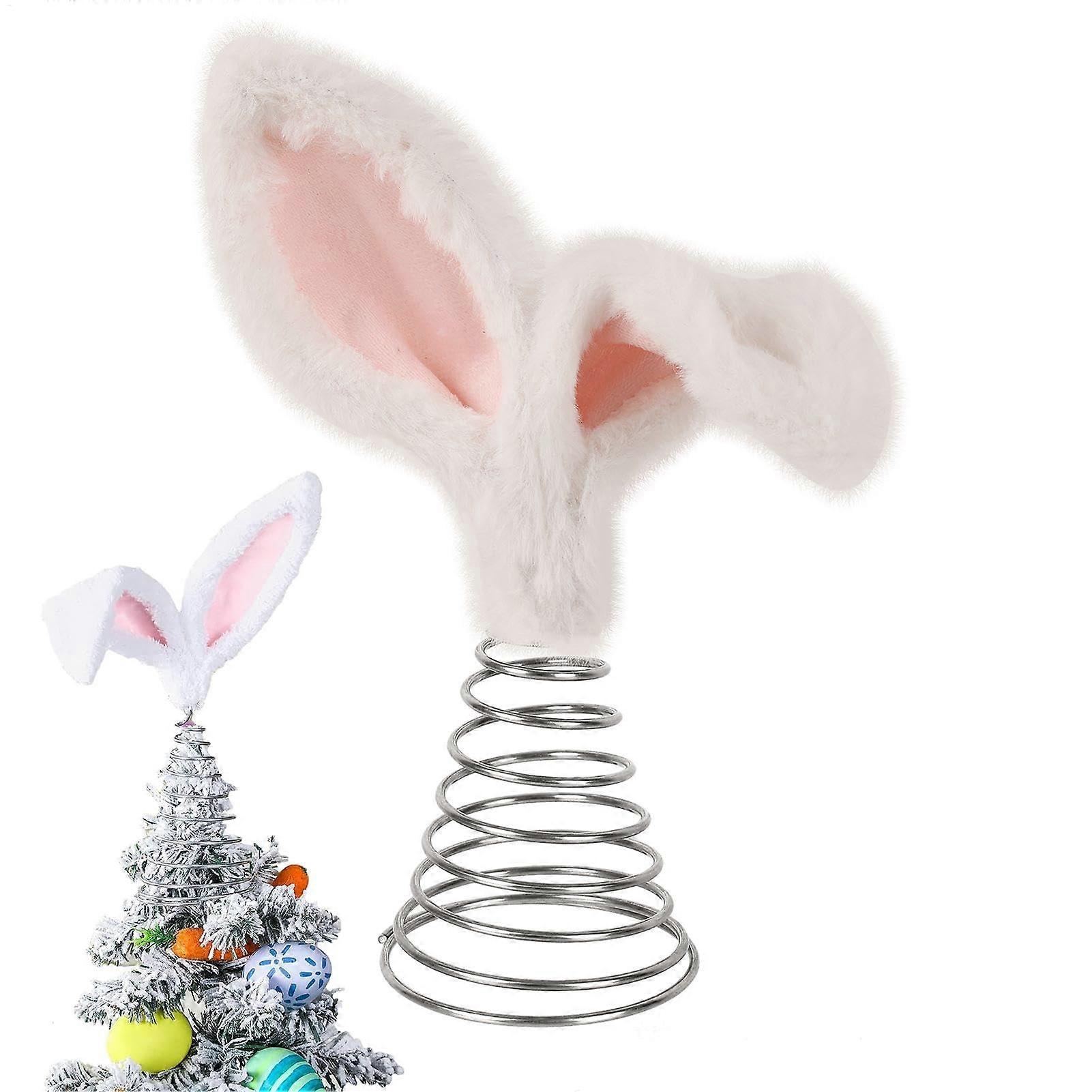 Federbaum-Topper with Bunny Ears | Metal Base Decoration with Fur, Creative Rabbit Design for Easter Decor