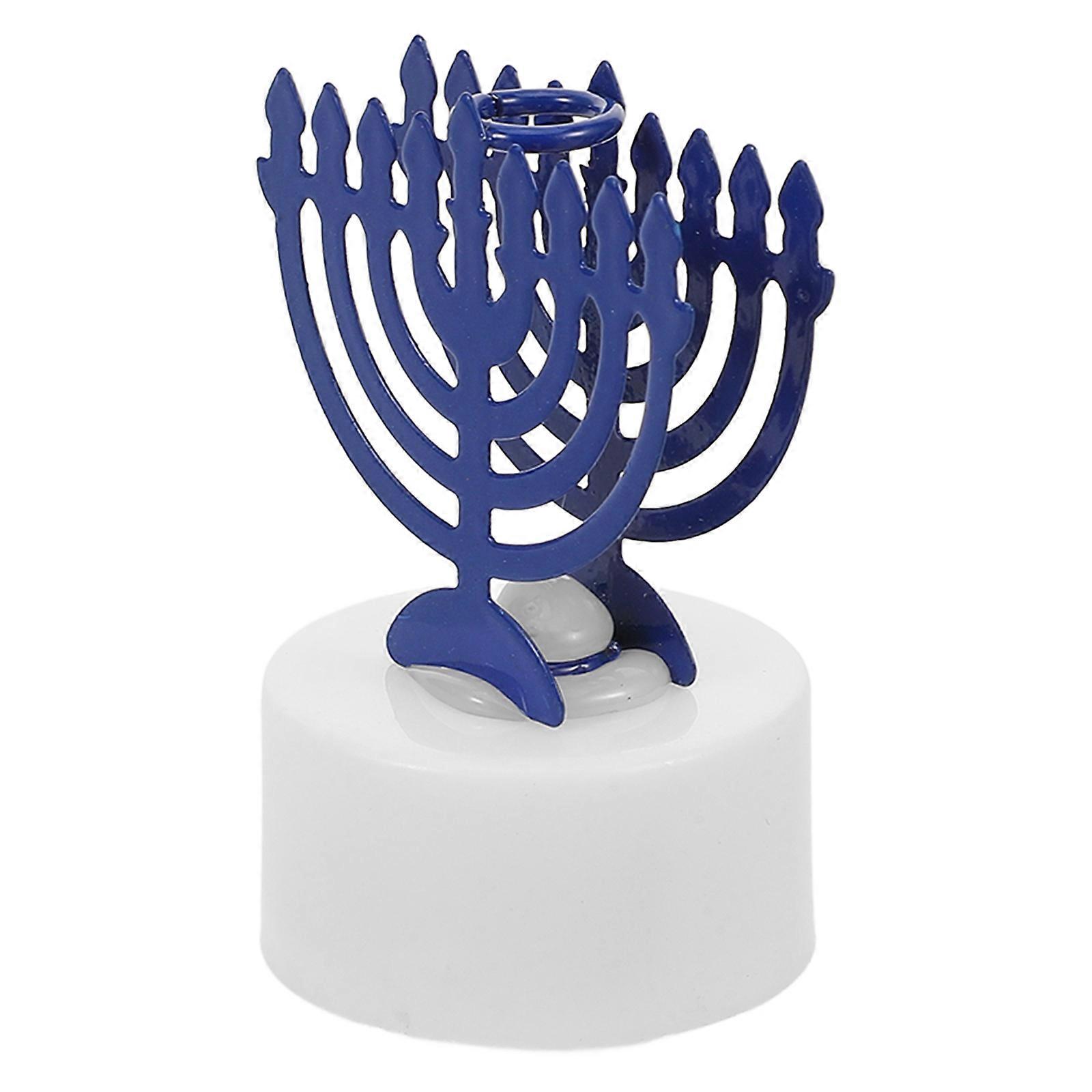 Blue LED Candle Lamp with Iron Base for Decor Creates Mesmerizing Flickering Effect 7.5 Inches