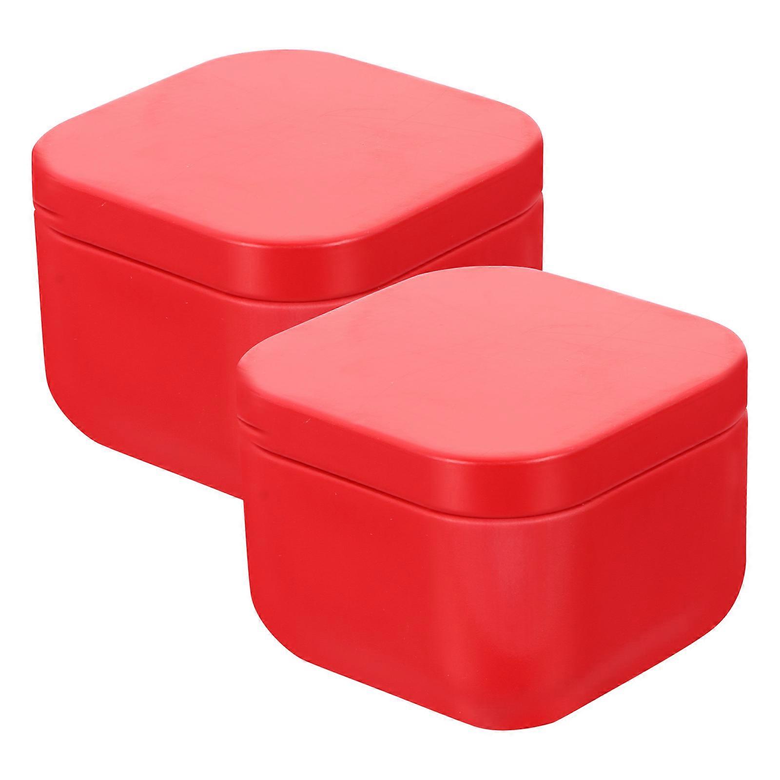 2pcs Tinplate Square Candle Tins Small Candle Containers Jar