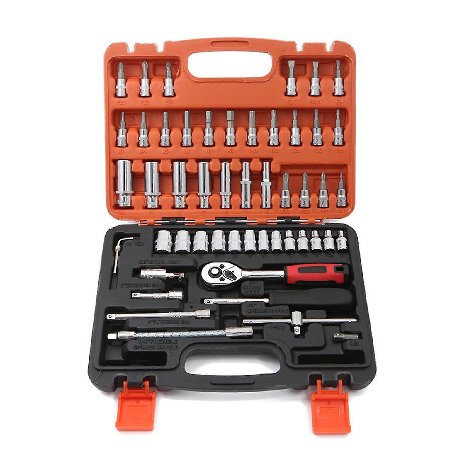 53piece 6.35 mm Ratchet Wrench Tool Set, QuickRelease, Socket Wrench, Auto