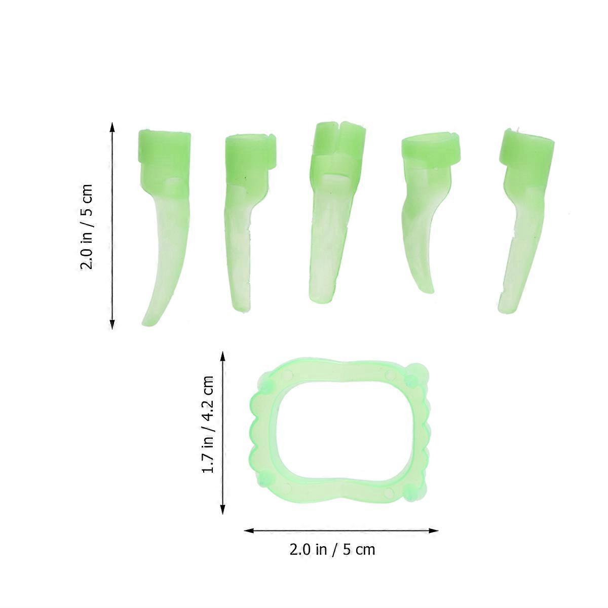 Halloween False Nail Luminous Teeth Fangs Caps And Finger Nails Costume Party Prop Glow In The Dark 12Pcs