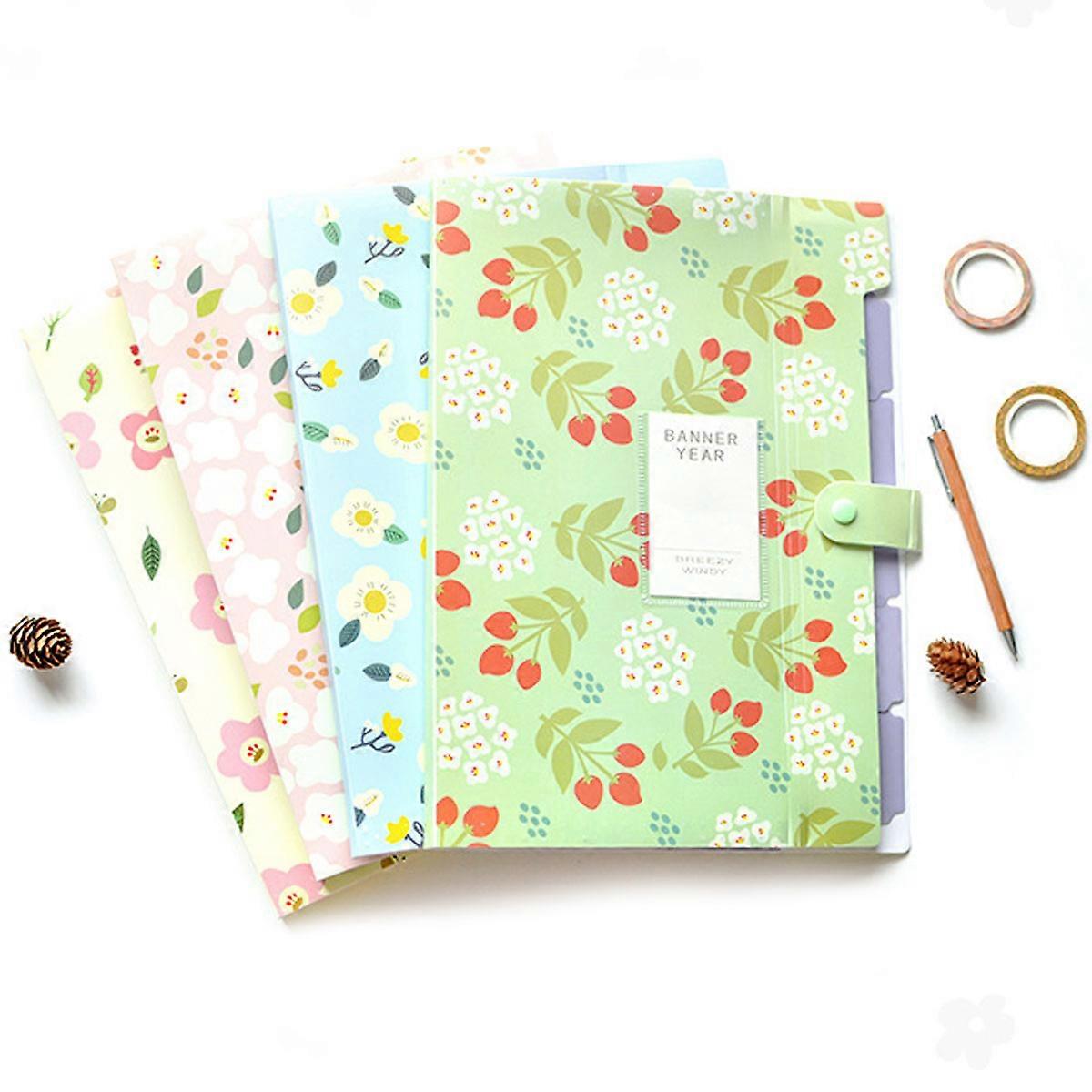 Folder with Snap Closure for Secure Document Holding PP Material Light Green 8 Pockets A4 Size