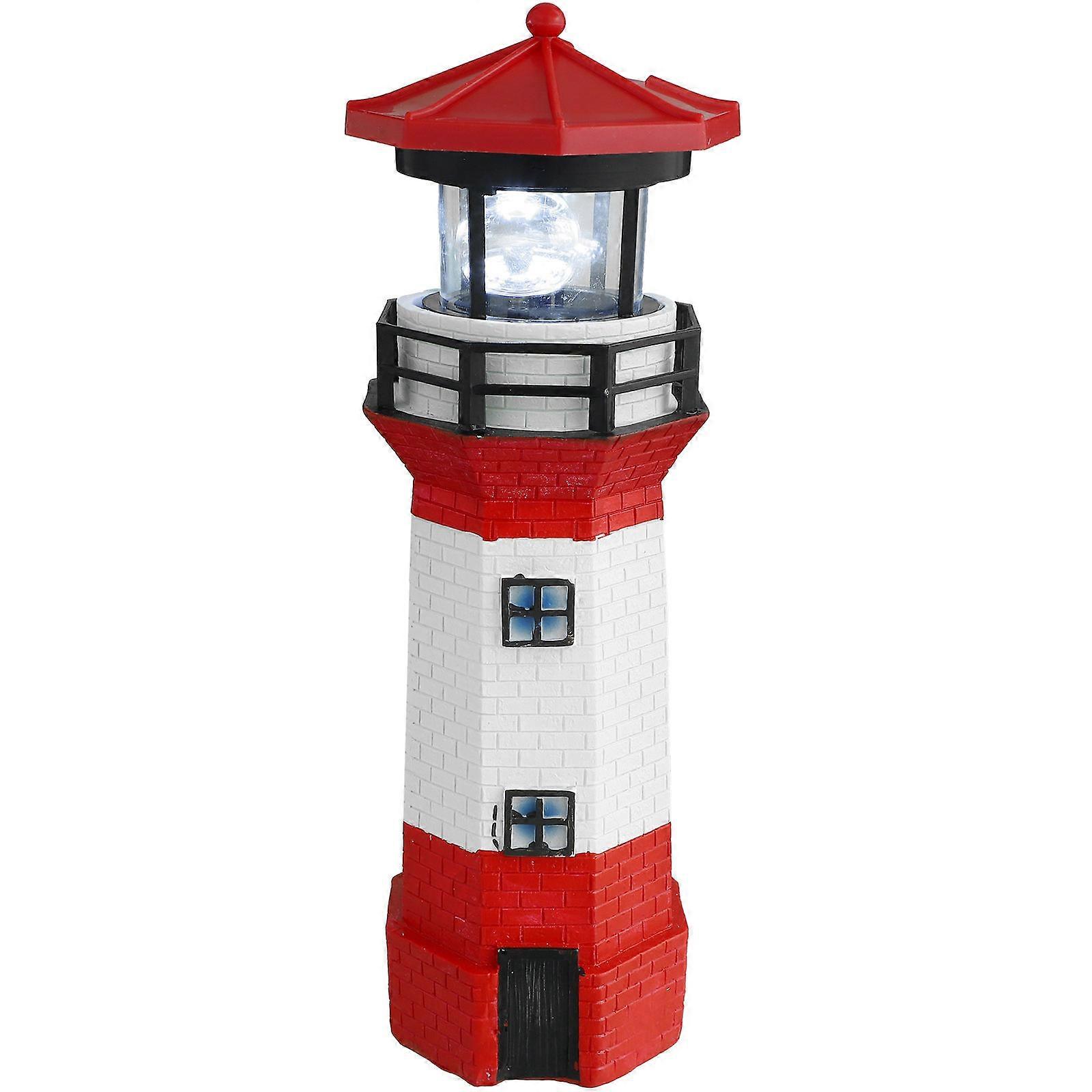 Solar Powered Resin Lighthouse Lamp for Outdoor Lighting Warm Decorations