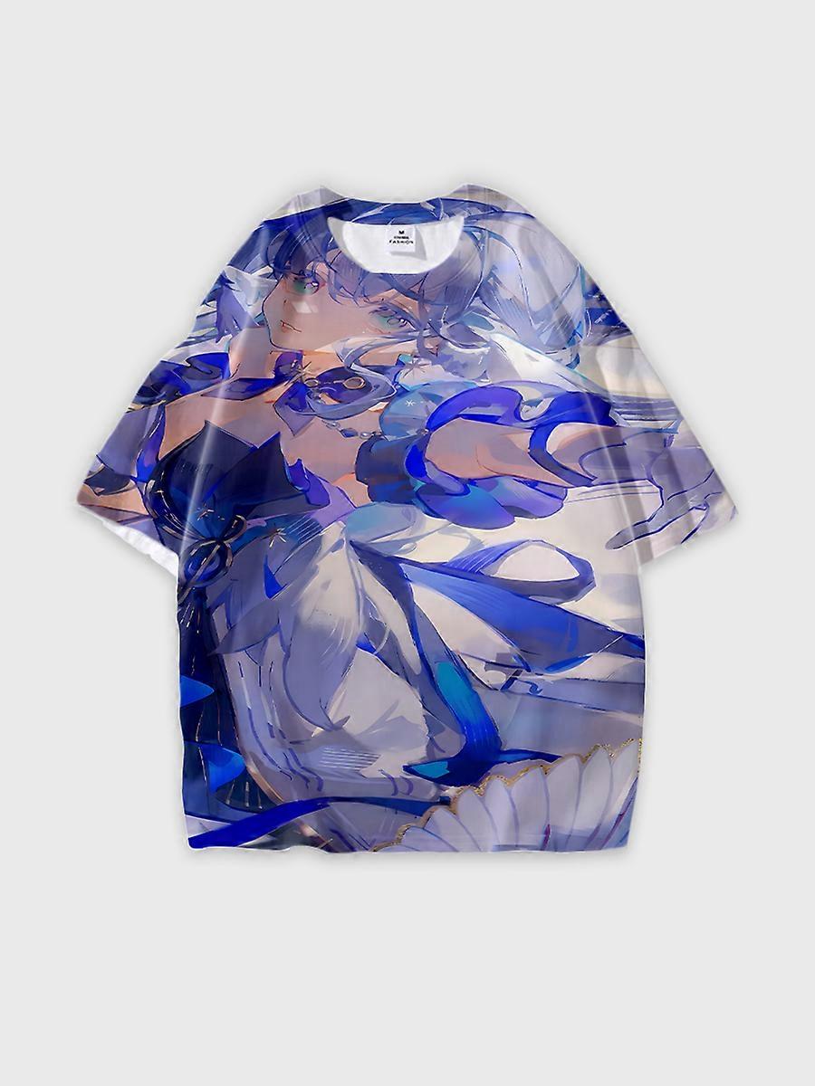 T-shirt round neck Role Pattern loose short sleeve D924