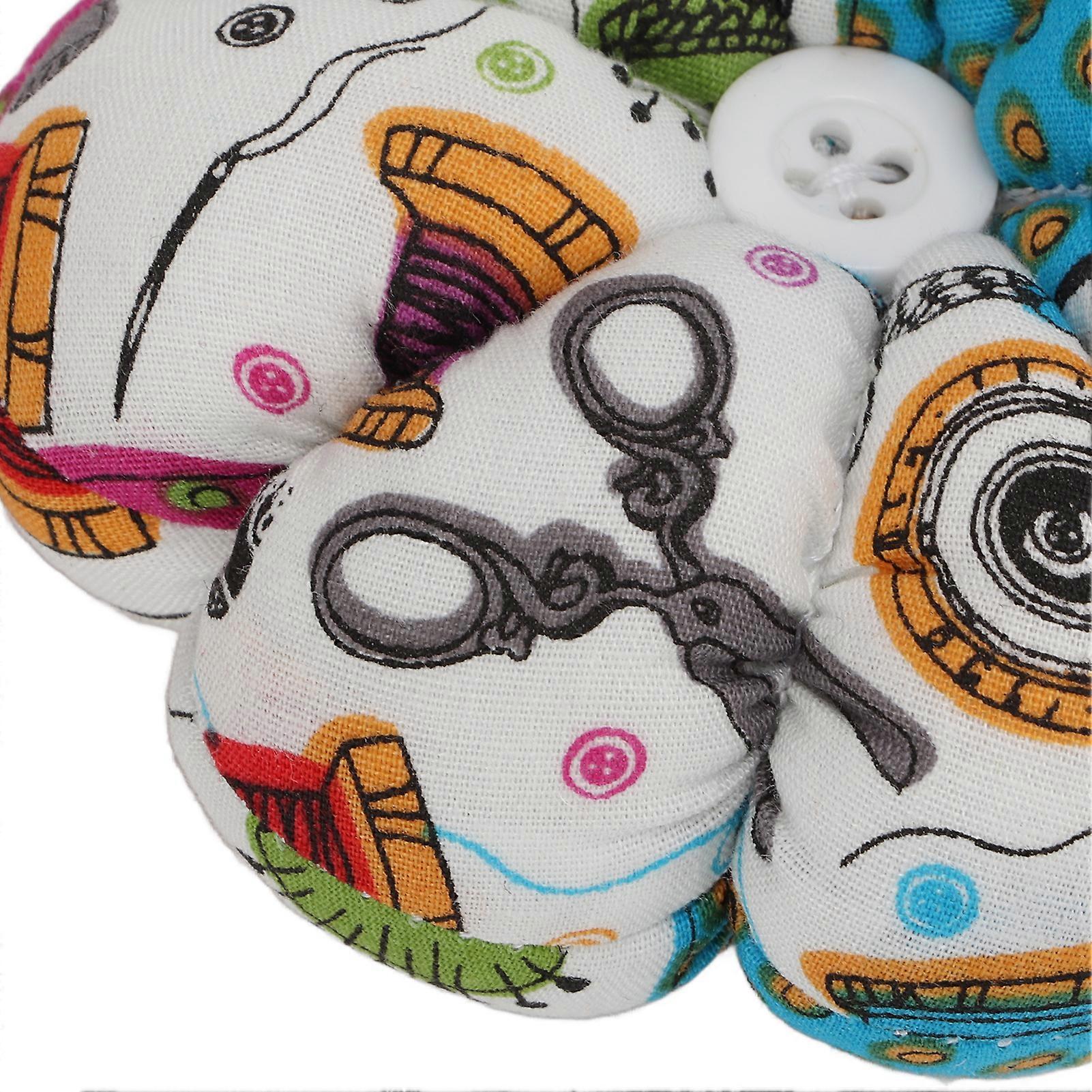 Pin Cushion Pumpkin Shape Cute Cartoon Exquisite Strong Fluffy Needle Collector with Elastic WristbandColorful