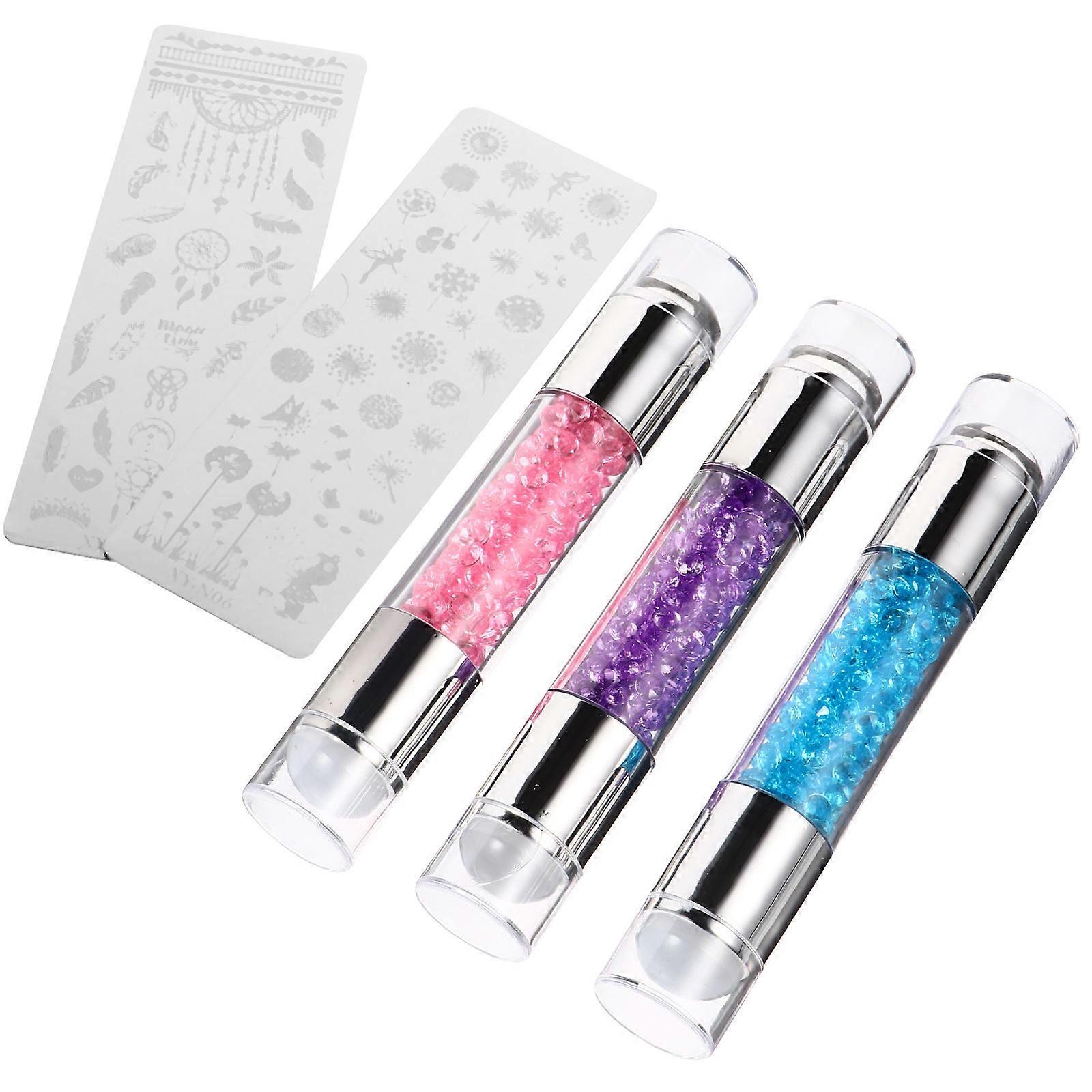 3 Sets Double Head Nail Stamper for DIY Nail Art – Manicure Tool for Beginners & Home Use, Creates Unique Nail Designs & Personal Patterns