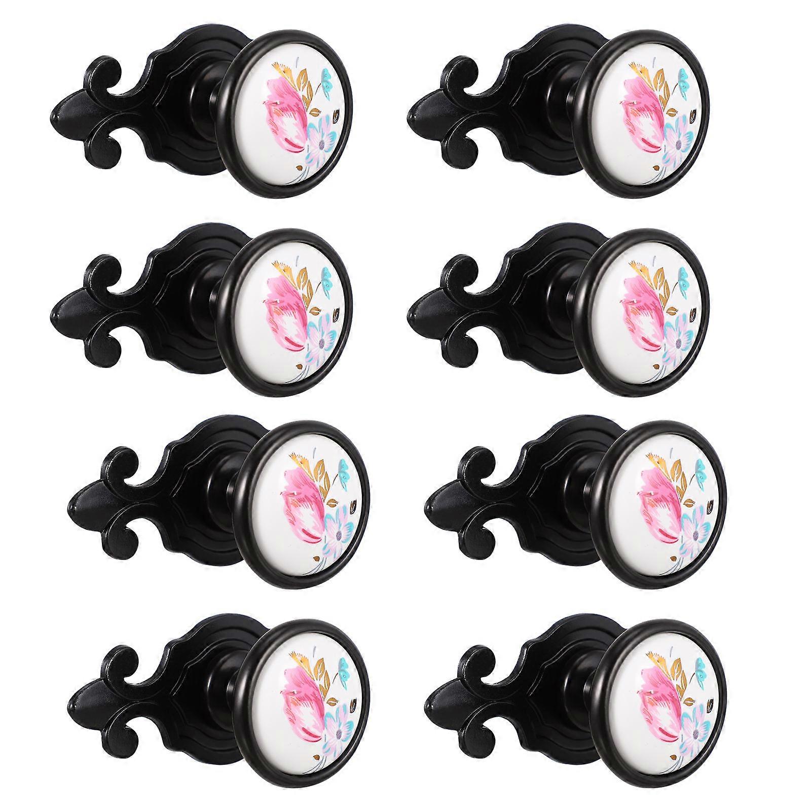 Ceramic Door Handles For Cabinet And Wardrobe With Square Shape And Polished Surface 8Pcs