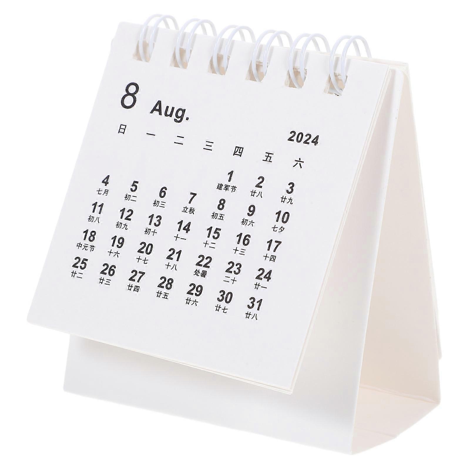 White Decorative Desk calendar for Home Made of Thick Paper Practical and Convenient for Daily Use 2024
