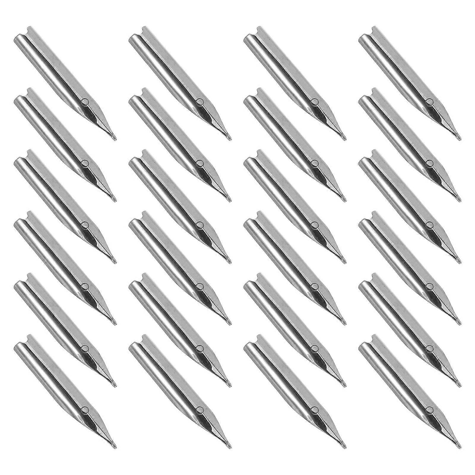 25Pcs Steel Pen Nibs Replacement Tips For Fountain Pens Smooth Writing Office School Drawing Calligraphy Silver Durable Design