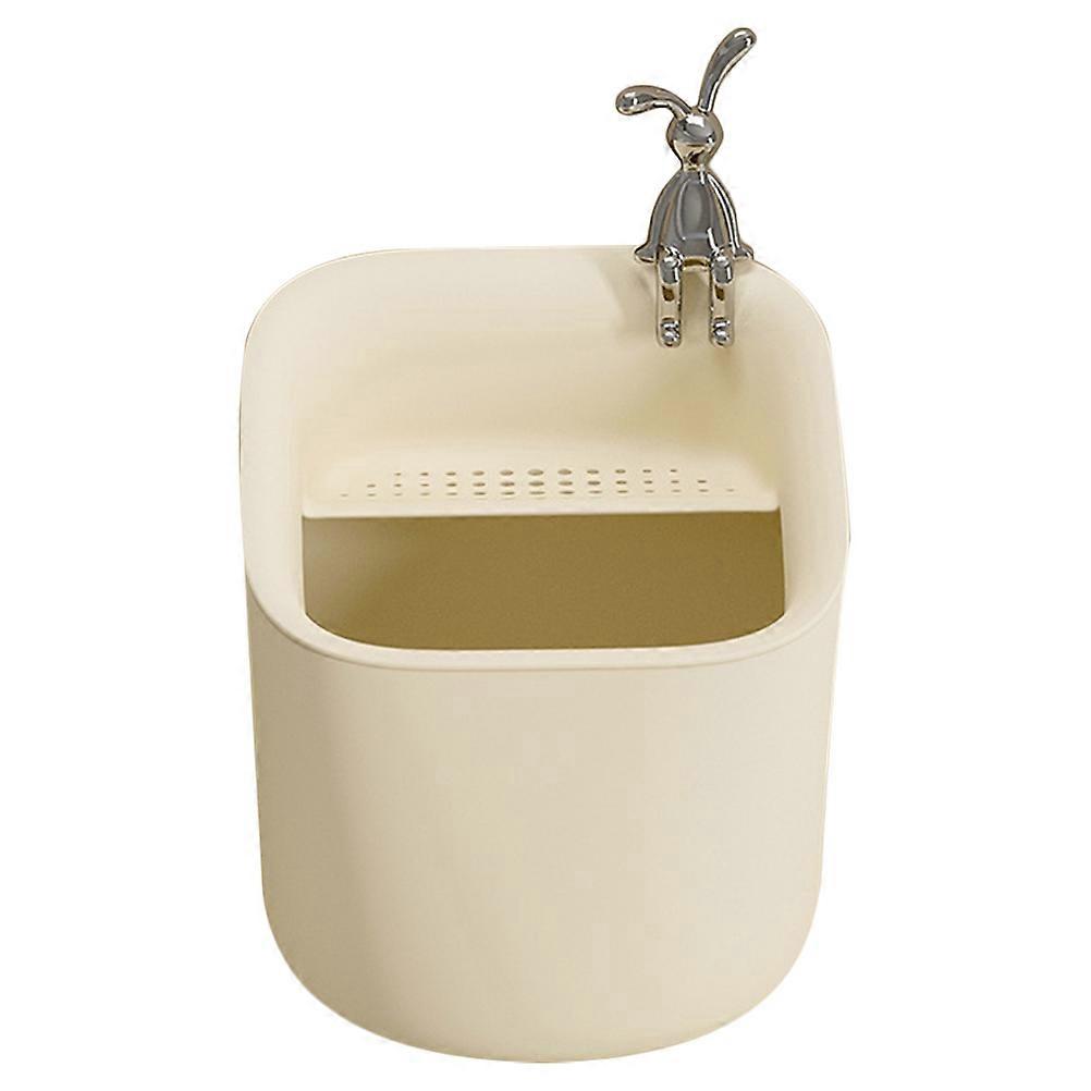Small Trash Can for Desk Made of PP Beige Color Perfect for Storage Use Lightweight and Portable