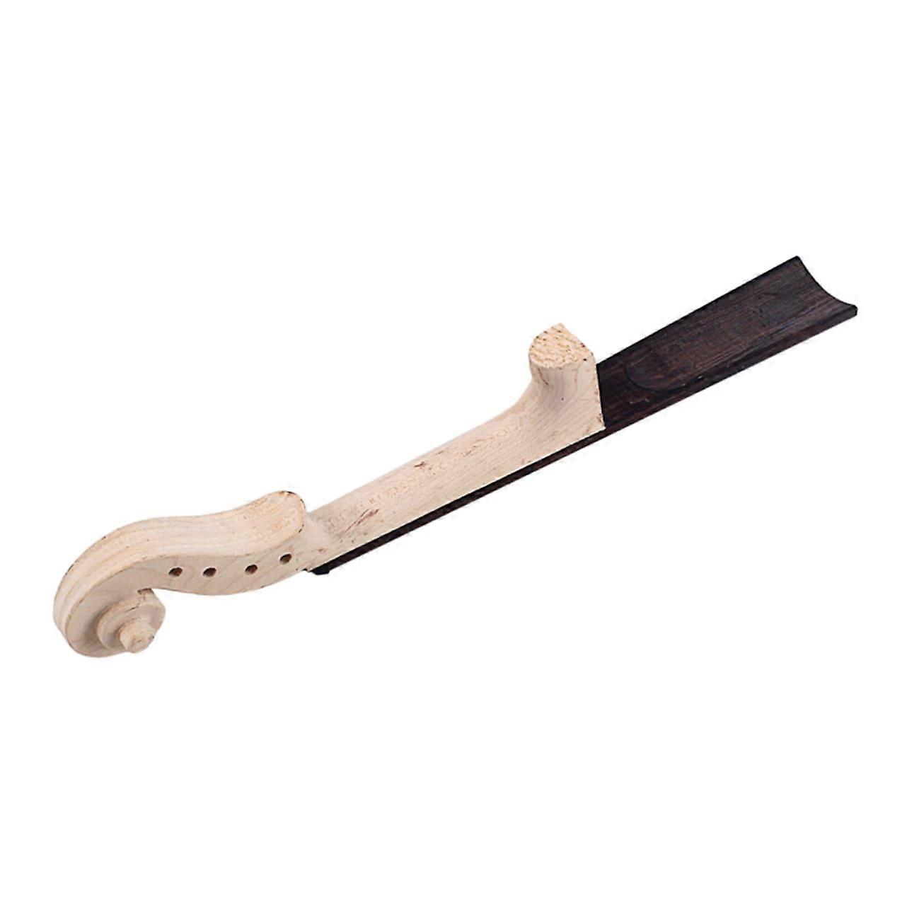 Violin Neck Made of Solid Maple with Hand-Carved Ebony String Holes, Ready for Violin Assembly