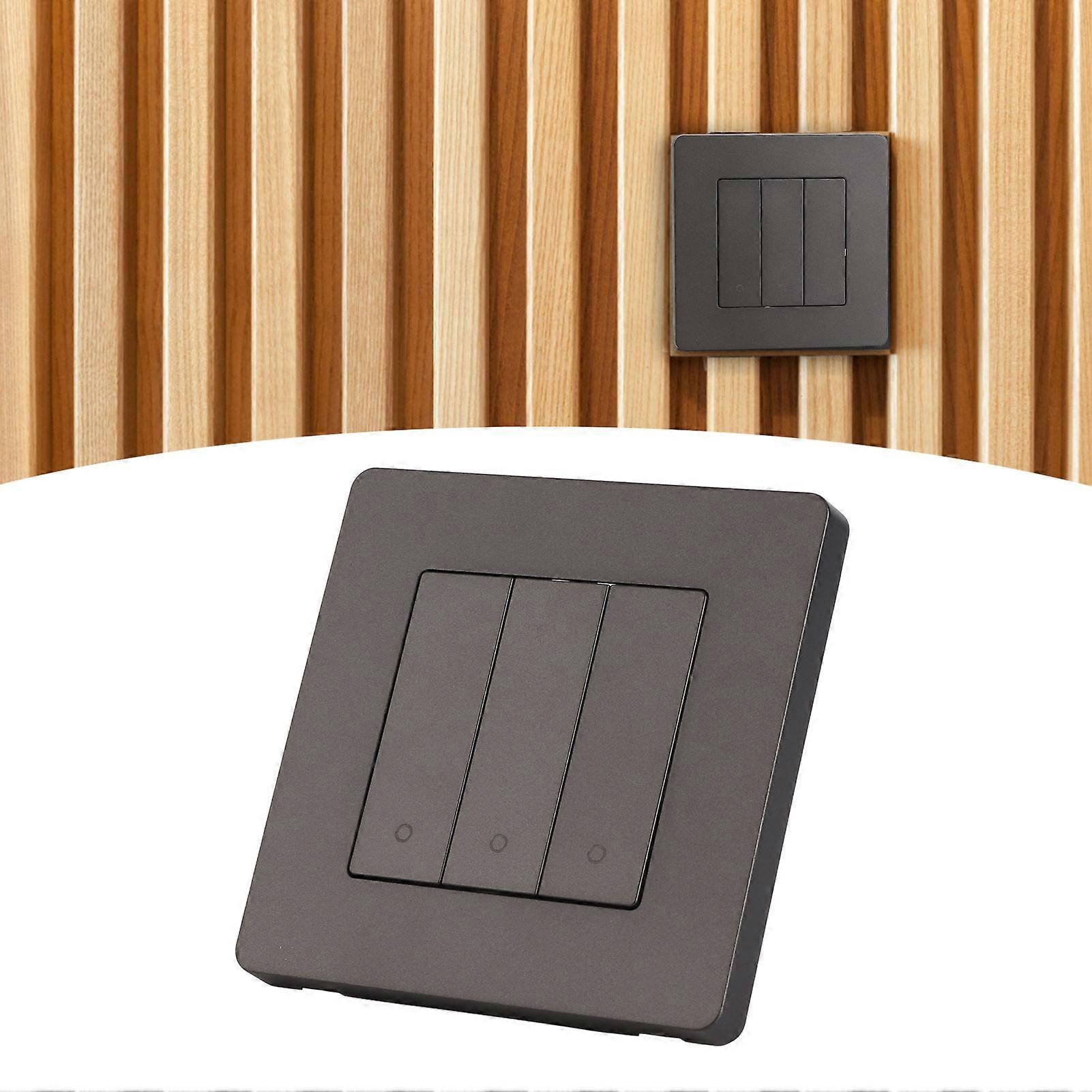 3 Gang Smart Control Panel APP Timing Intelligent Switch Panel Rebound Type AC100‑240V Grey 