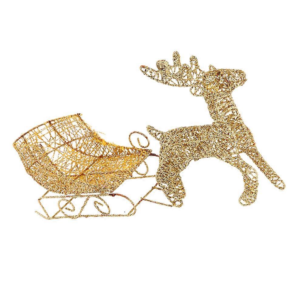 Iron Golden Elk Sleigh Car Decor for Christmas Desktop Decorations 1Pc Mini Size