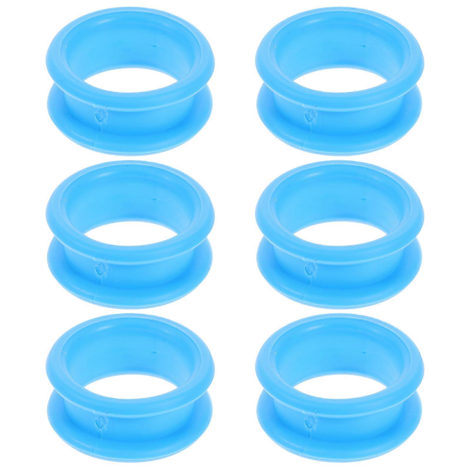 Silicone Finger Rings for Scissors Blue Comfortable and Durable for Home Use 6 Pieces