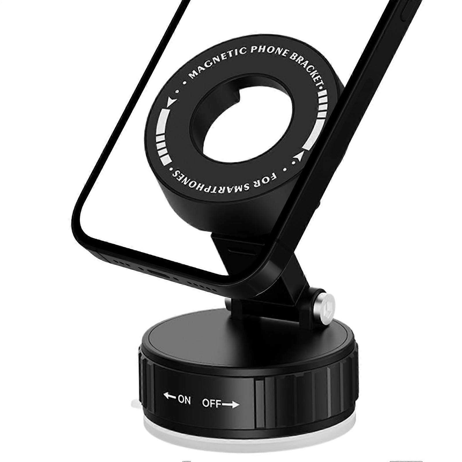Auto Magnetic Phone Holder for Dashboard, Adjustable Car Mount Stand for Trucks and Cars, Secure Black Design