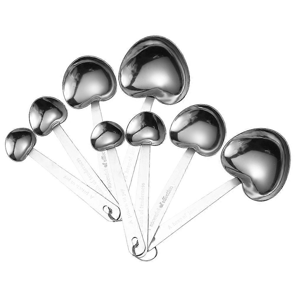 2 Sets of Heart Shaped Stainless Steel Measuring Spoons and Cups