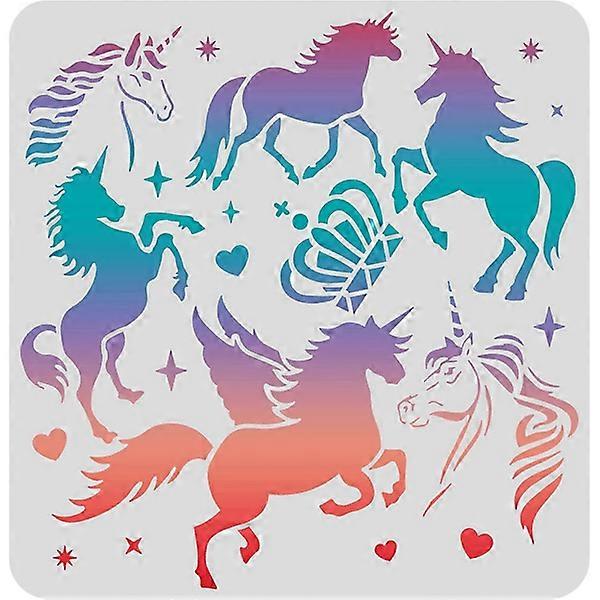 Unicorn Drawing Painting Pattern Plastic Stencils Decoration Rectangle Reusable Stencils for Painting on Floor Wall