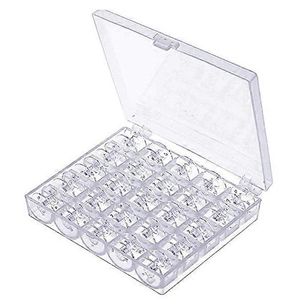 Sewing Machine Bobbins Including Storage Box, Transparent, 25 Pcs