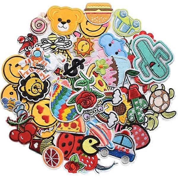 60 Pcs Random Assorted Embroidered Cloth Patches, Iron On