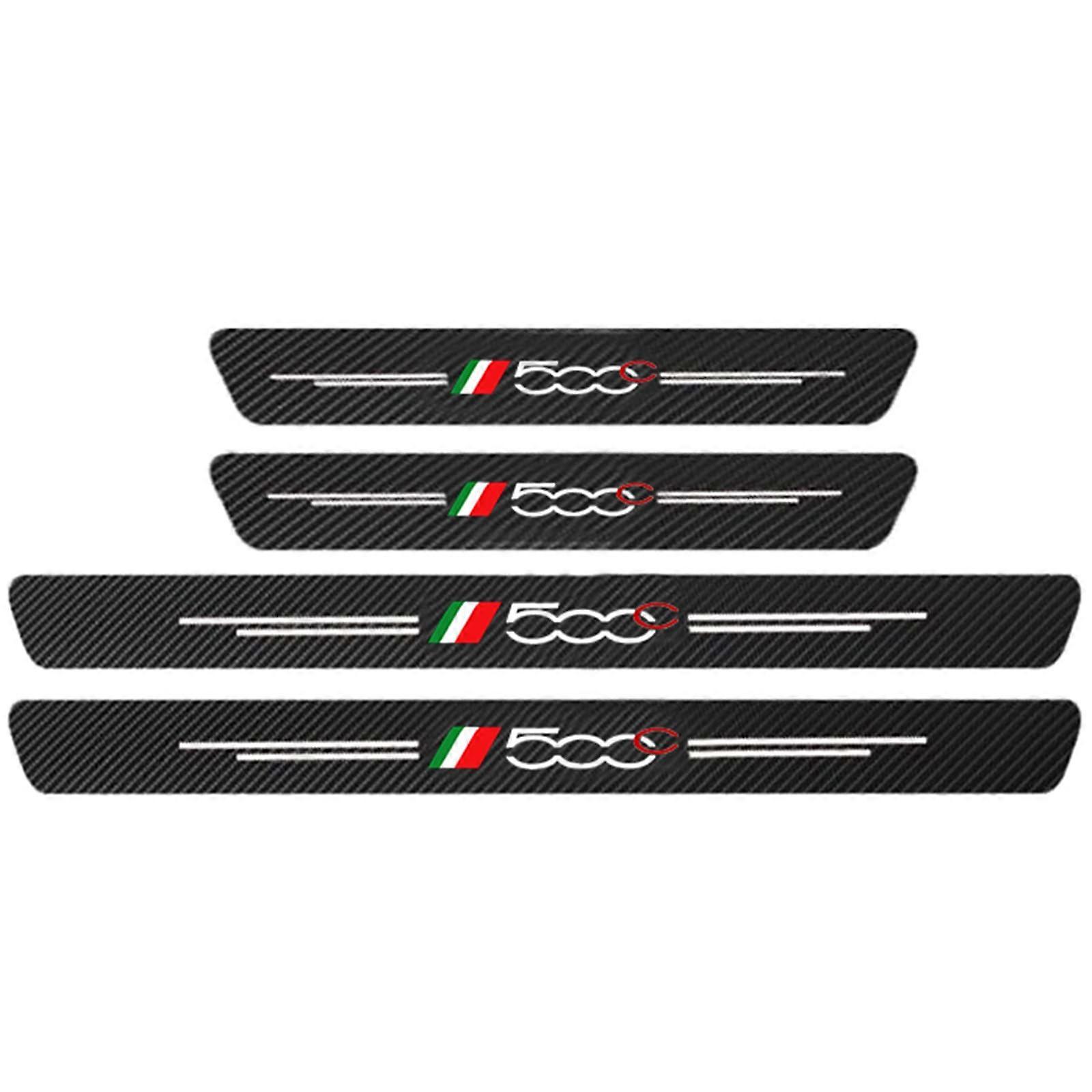 Car Door Sill Sticker for Fiat 500 500C 500X 500L Panda Bravo Punto Tipo, Scratch-Resistant Protection, Pack of 4