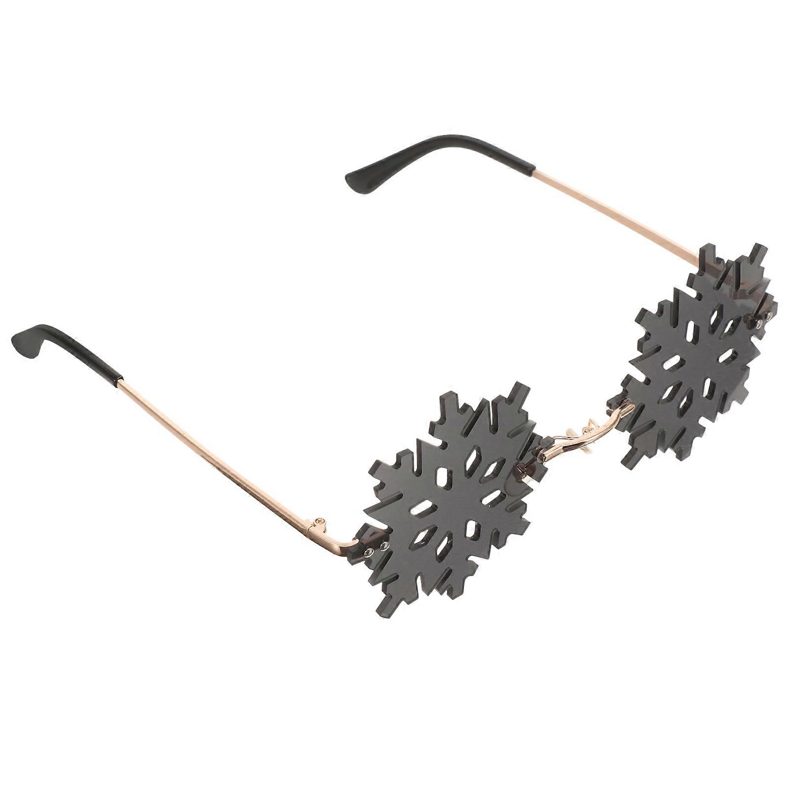 Rimless Snowflake Sunglasses for Christmas Party Photo Props Black Creative Design Fits Most People
