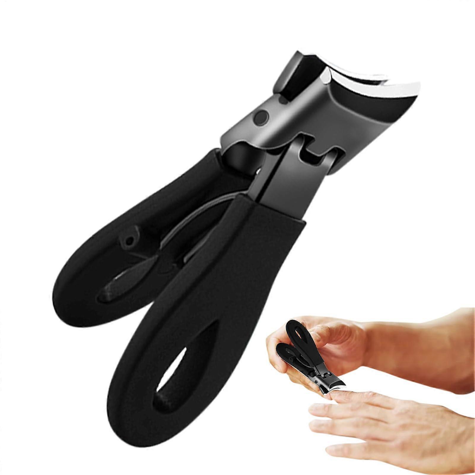 Fingernail And Toenail Clipper With Angled Head, Large Toe Nail Cutter, Ergonomic Design, Black