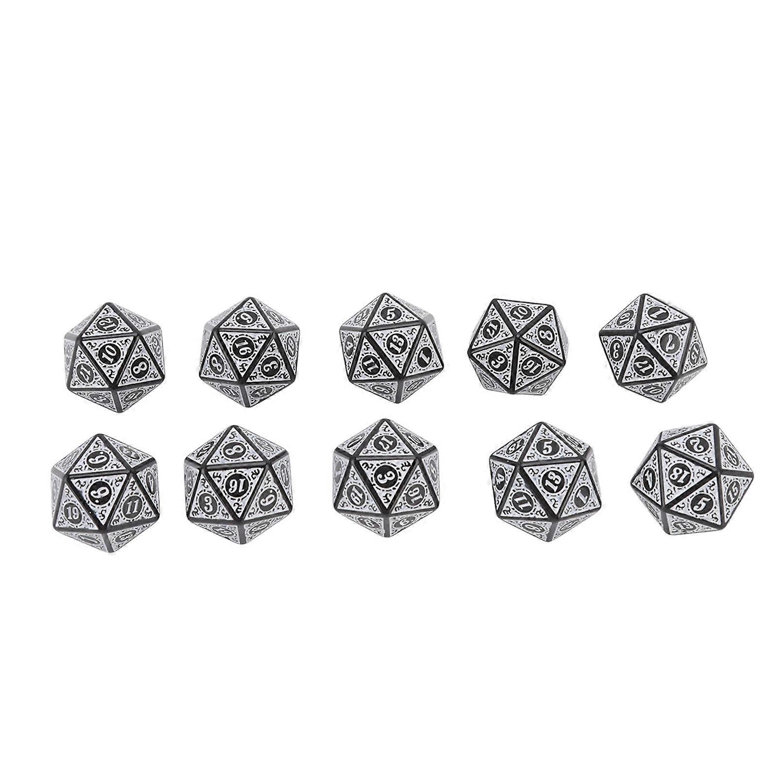10-Piece Acrylic Polyhedral Dice Set for RPGs & Board Games, Featuring Precision-Engraved 20-Sided Die