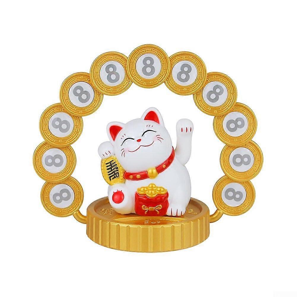 Solarpowered lucky cat for fortune and wealth, including bonus stickers (C)