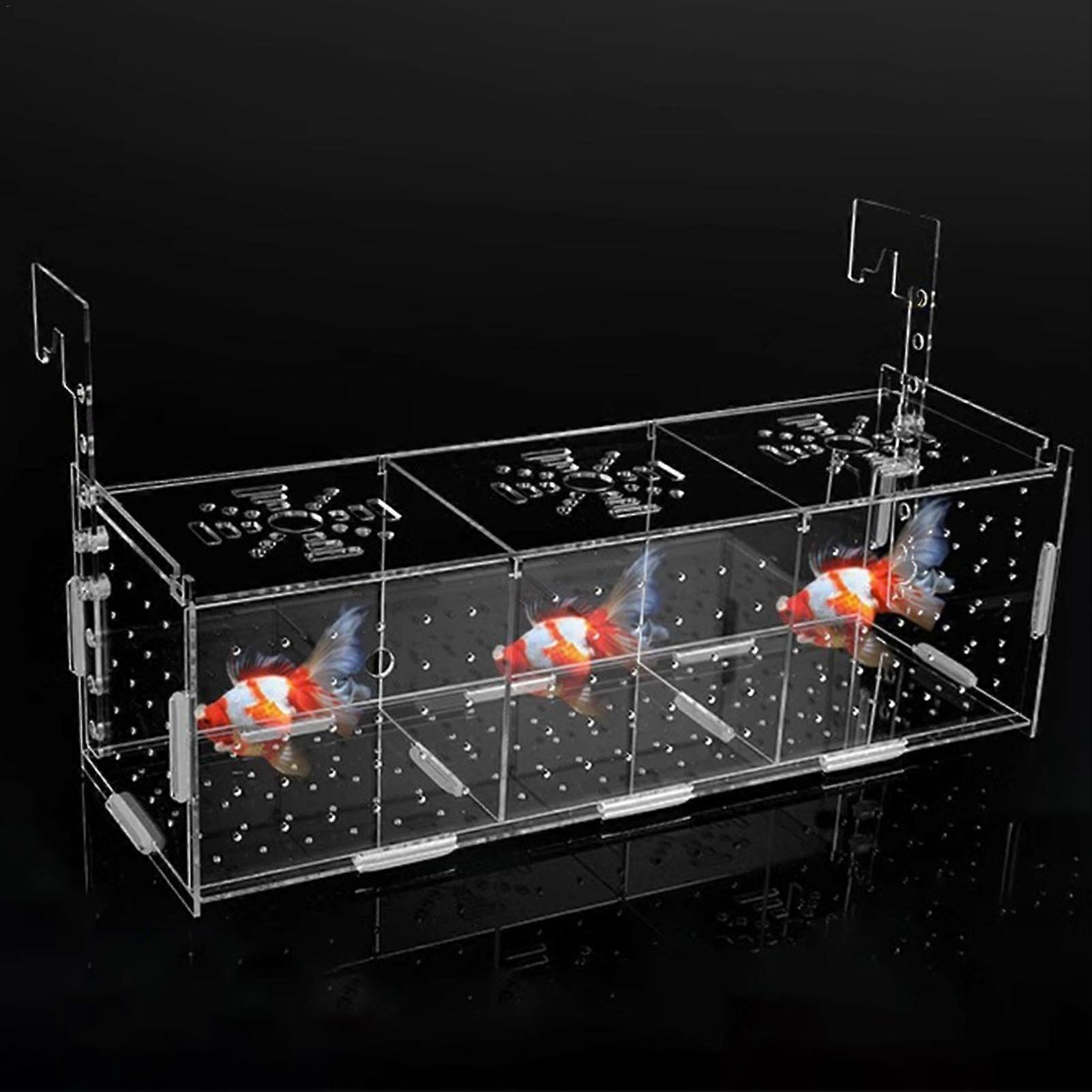 Aquarium Grower Box - Transparent Acrylic Fish Isolation Box with Hooks, Suction Cup, Non-Slip and Height Adjustable for Guppy Shrimp