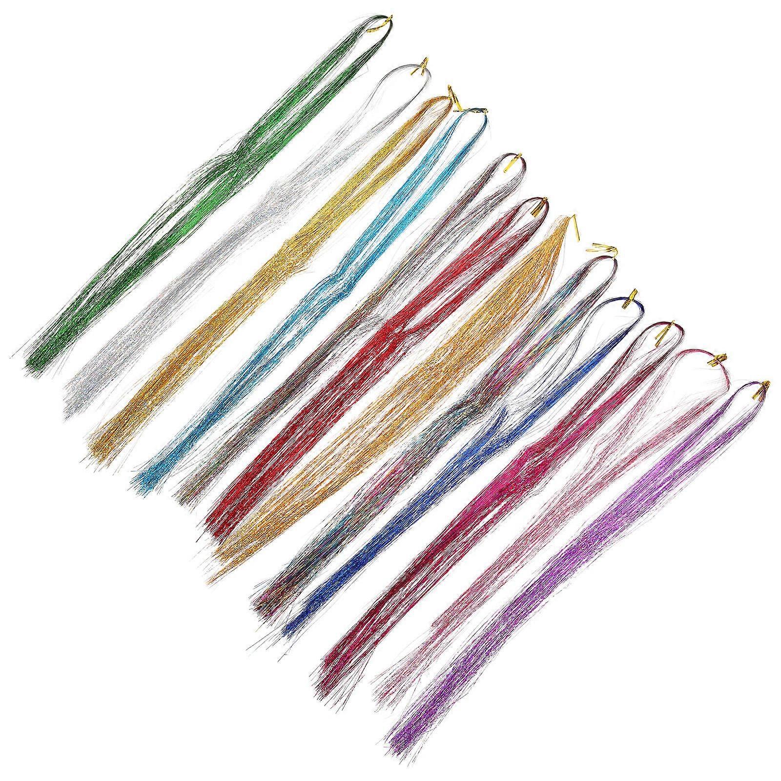 Assorted Color Hair Tinsel Kit for Women Clip In Glitter Extensions Perfect for Parties and Weddings 1 Set
