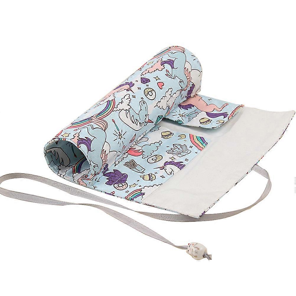 Children's Blue Unicorn Pencil Case For School Drawing 11.8×7.9×0.2in Organization 1Set