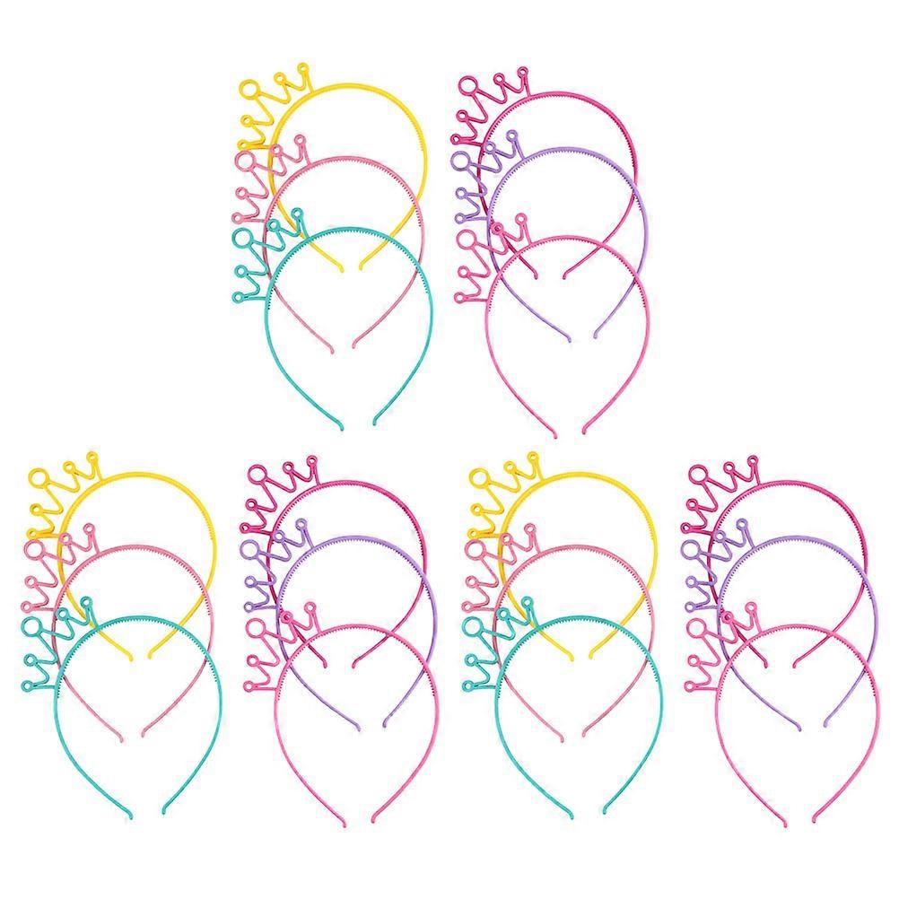 Decorative Props 18Pcs Kids Girls Hair Hoops Crown Shape Stylish For Birthday Parties Assorted Color Easy Fit