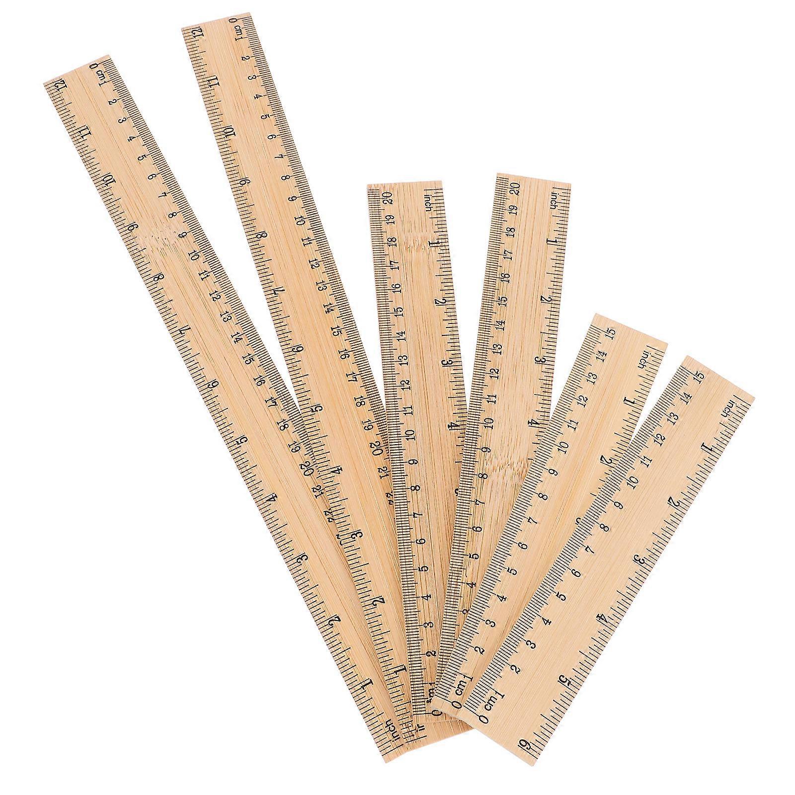 Scale Rulers Set For Students Measuring Tools Portable Bamboo Rulers 31X3X0.2cm Designed For Drawing Activities 6Pcs