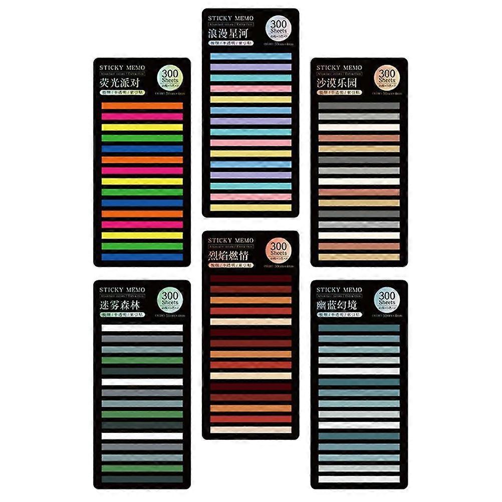 6 Sets Bright Colored Adhesive Reading Markers Transparent Thin Tabs for Books, Notebooks, and Magazines Reusable Annotation Strips for Highlighting