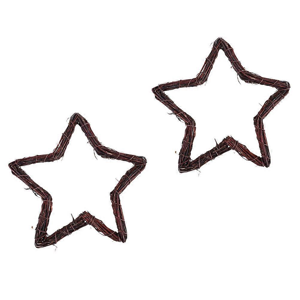 DIY Decorative Garland with Star Shaped Frame for Holiday Season 2Pcs Brown Synthetic Material