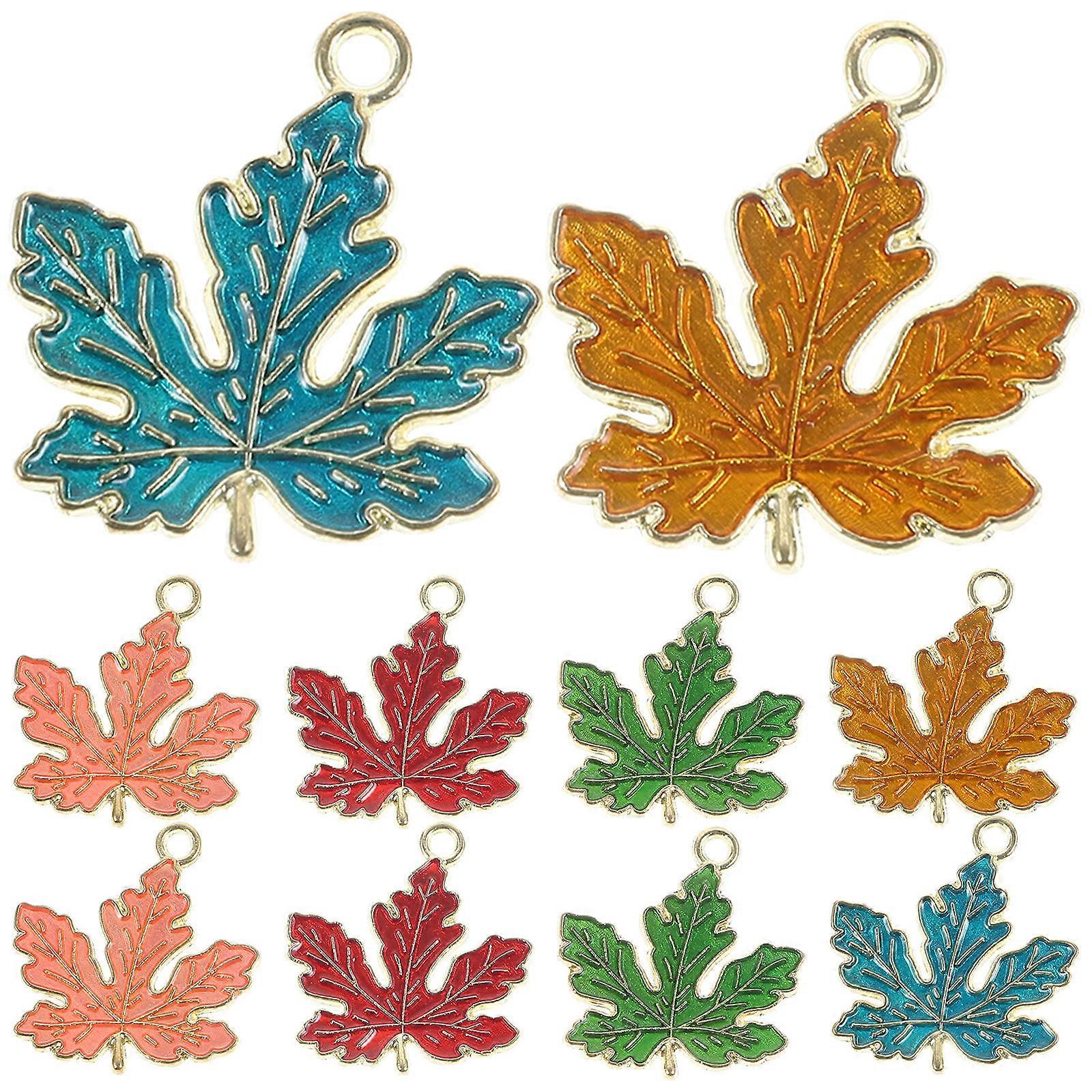 10Pcs Assorted Maple Leaf Charms Pendant for DIY Jewelry and Keychain Crafting Daily Use Zinc Alloy