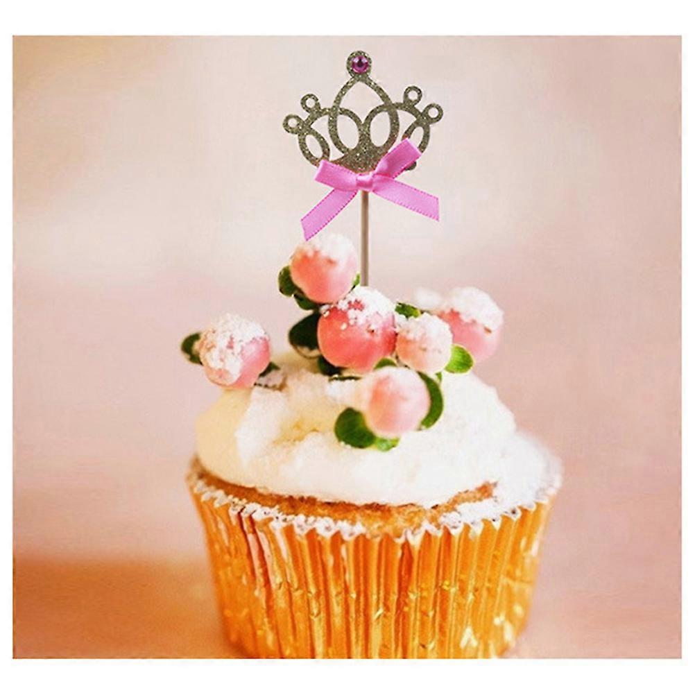 Golden Cake Topper for Decorating with Ribbon Bowknot Made of Durable Paper Suitable for Birthday Parties and Baby Showers 20pcs