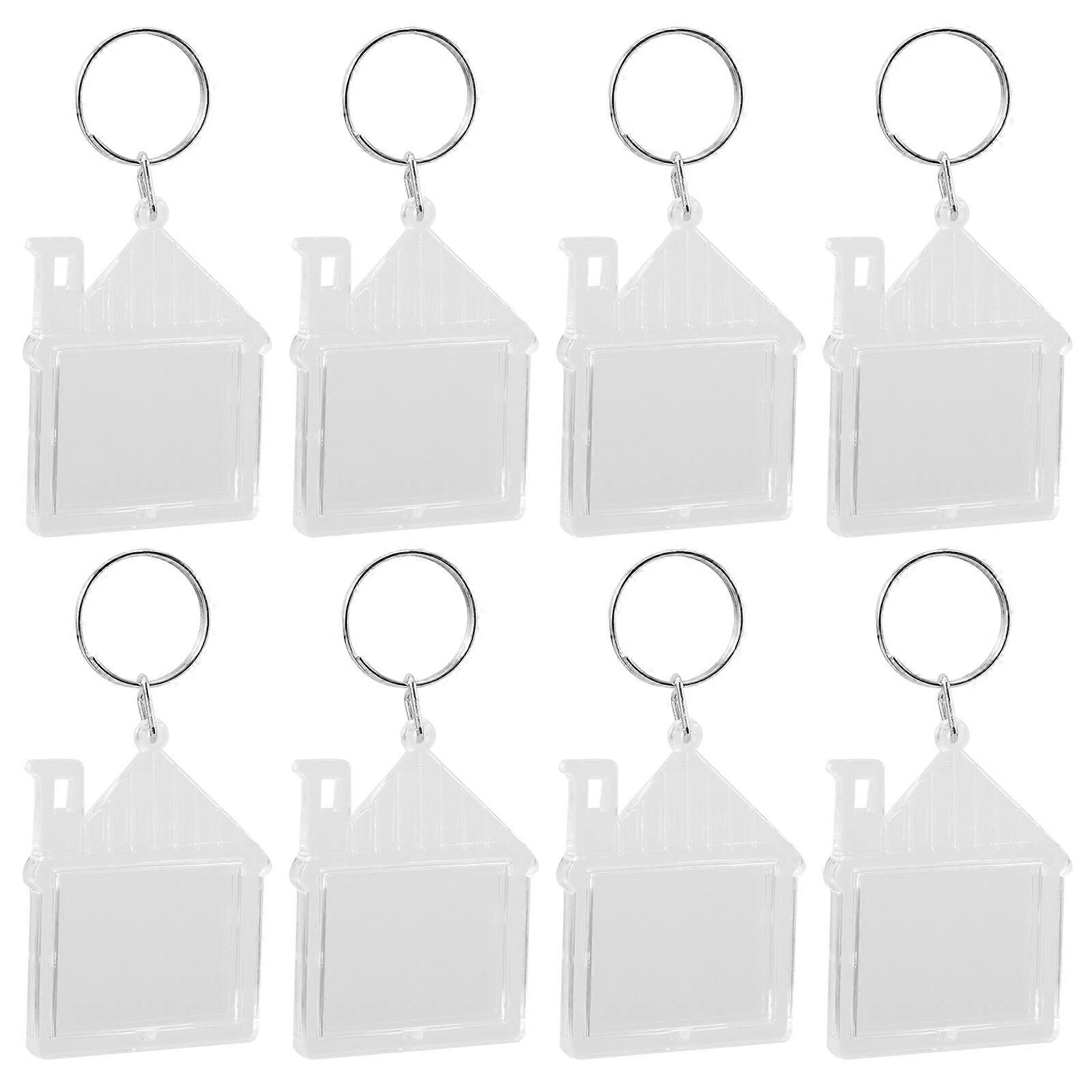 DIY Acrylic Photo Keyring Clear Transparent House Shape Durable Lightweight with 100pcs