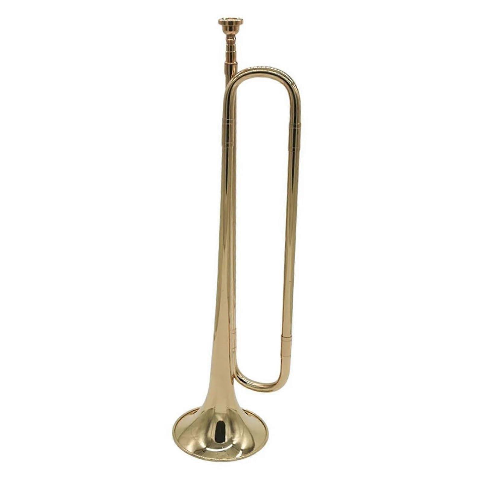 Brass Trumpet Bb Flat Bugle Instrument with Gold Finish, Durable Brass, 2-Valve Design, Ideal for Beginners