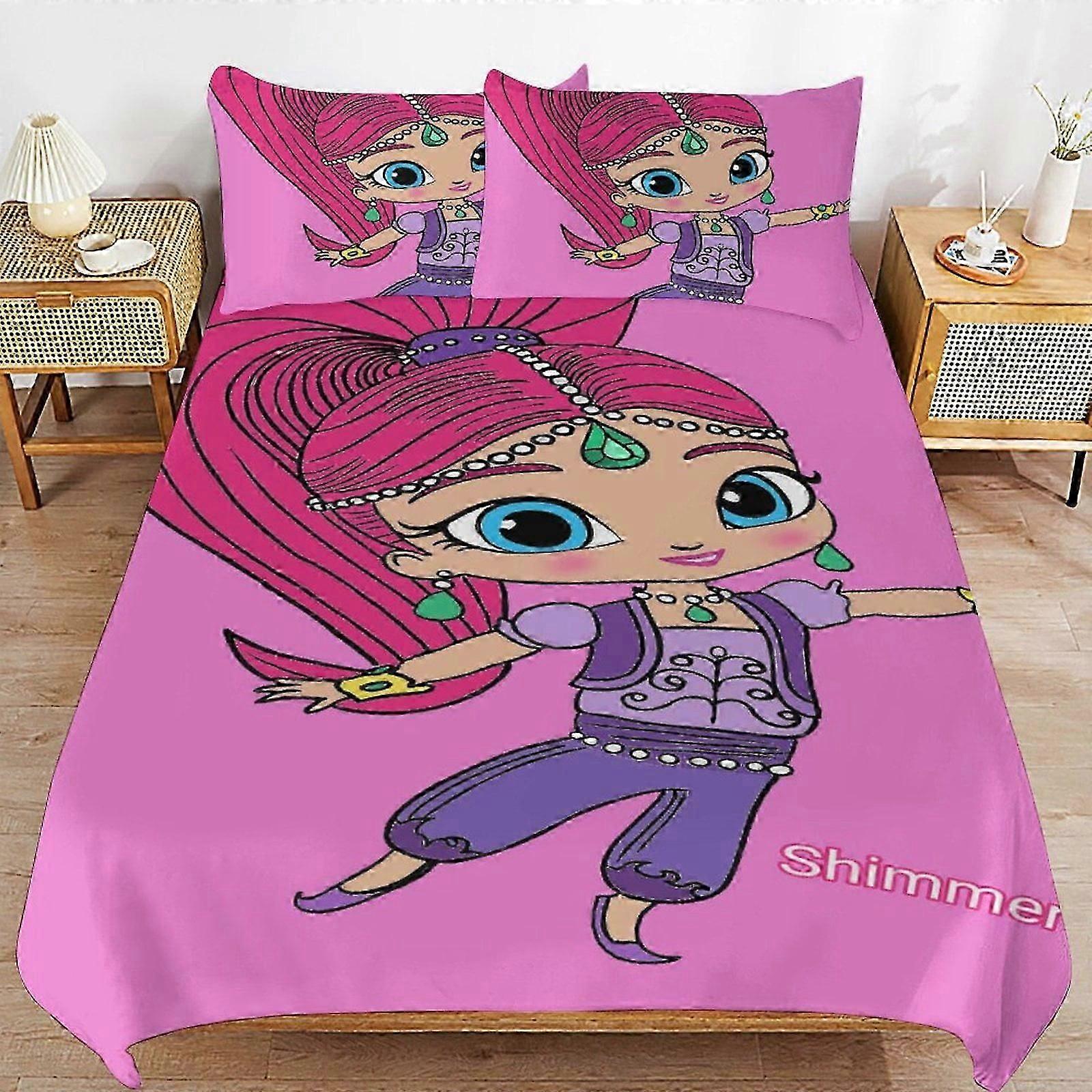 v6643 ملاءات السرير ملاءات الفراش وميض وتألق مجموعات الفراش الكرتونية غطاء لحاف فائق النعومة صديق للبشرة 3 قطع ، طقم سرير غطاء معزي لطيف للأولاد G