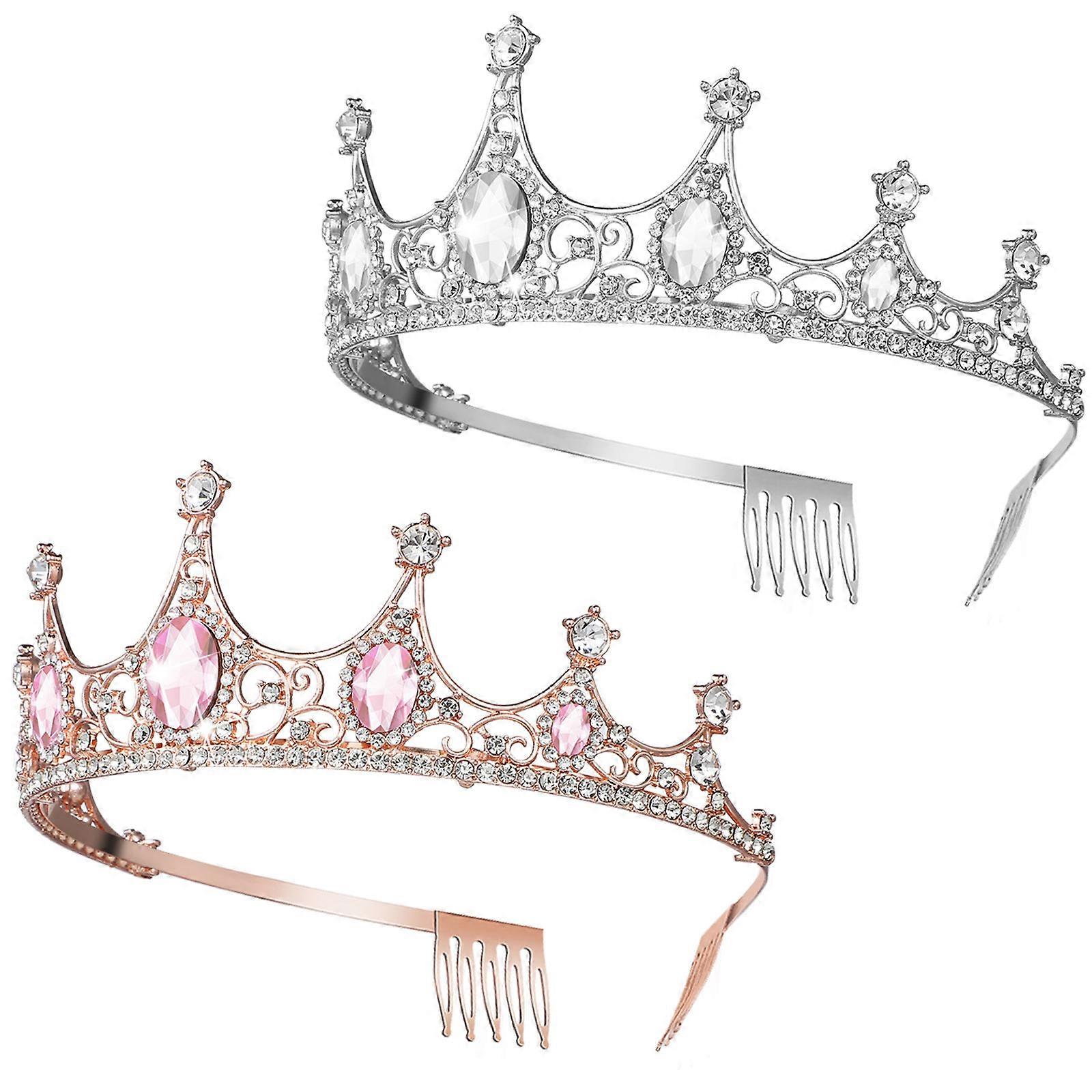 Bridal Headband with Rhinestones and Alloy for Decor 2 Pieces Assorted Color