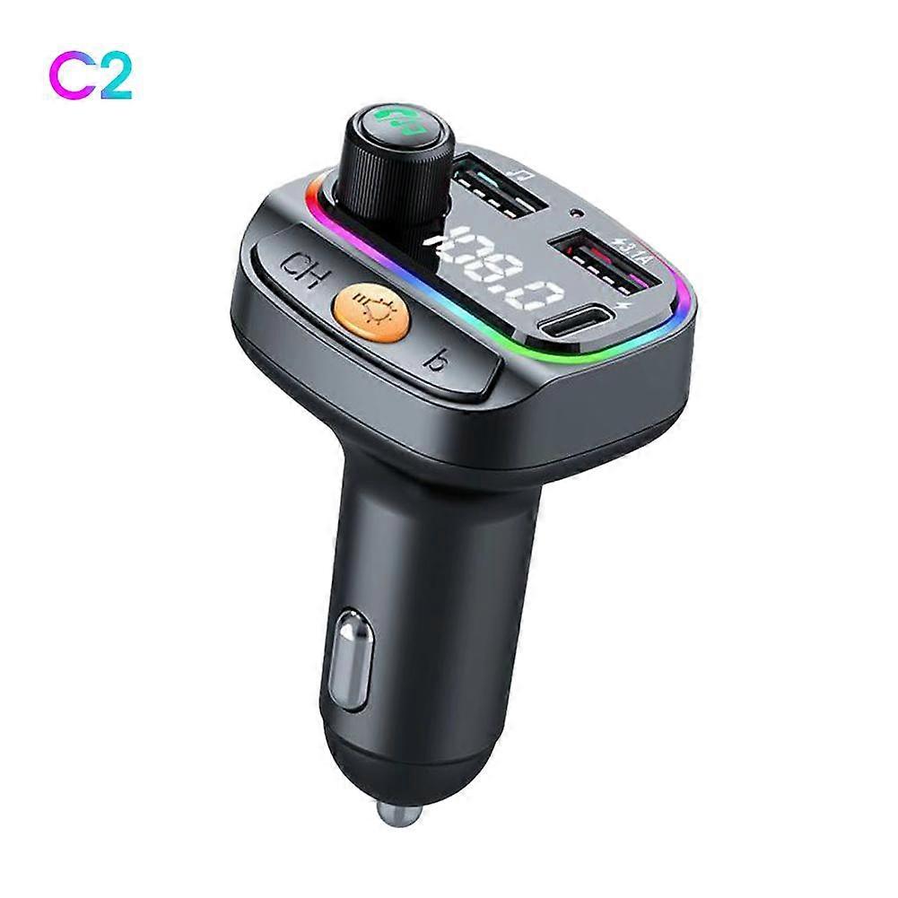 Car Bluetooth Player with Dual USB Charger and Colorful Atmosphere Lights