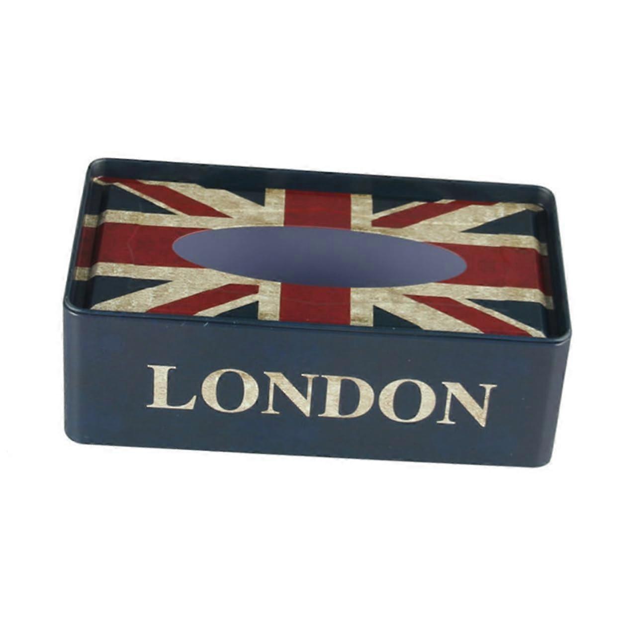 Wrought Iron Tissue Box Holder Retro Paper Dispenser Case for Desk Tabletop Storage