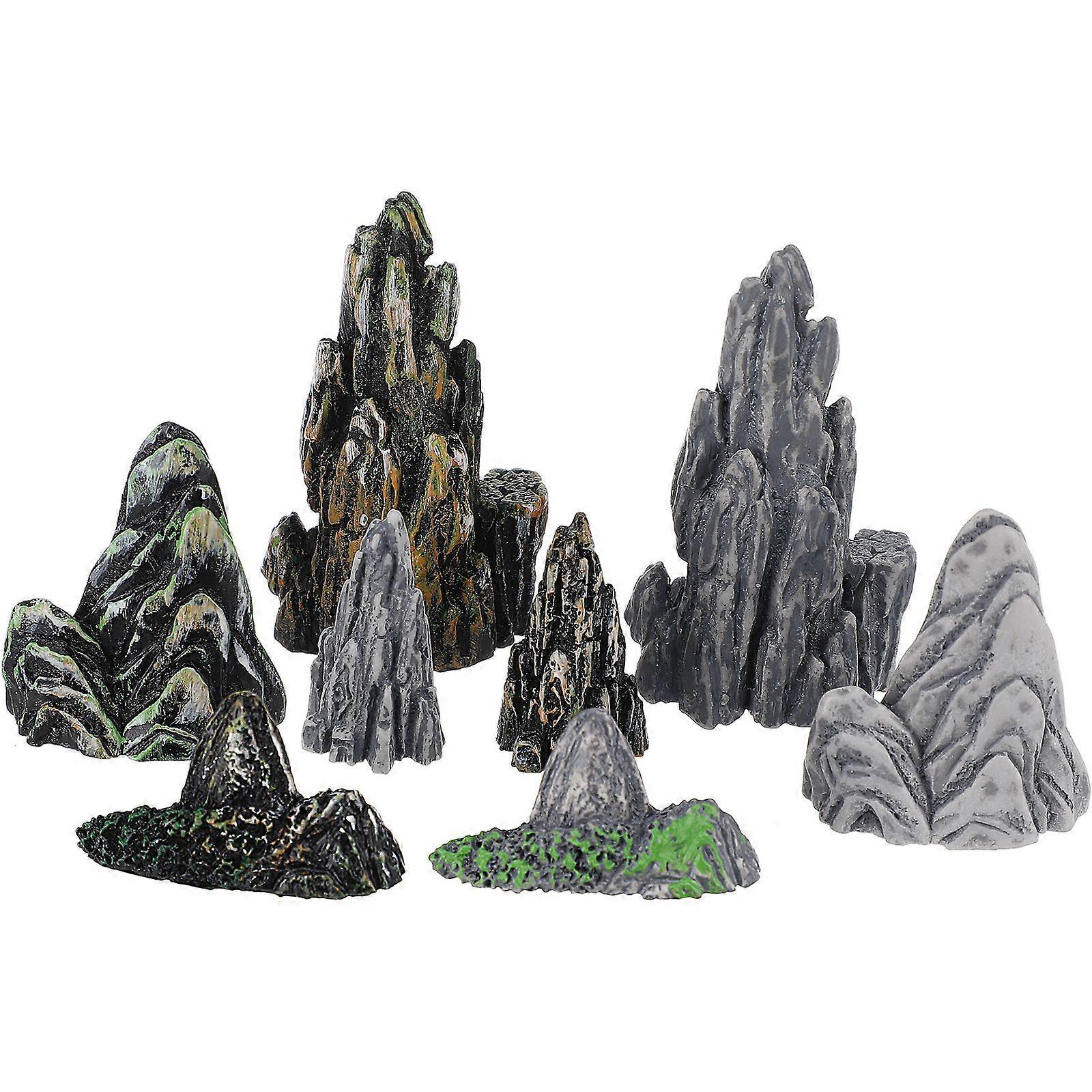 8pcs Garden Mini Resin Rockery Statues Decorative Miniature Rockery Modeling Decoration Mixed Style