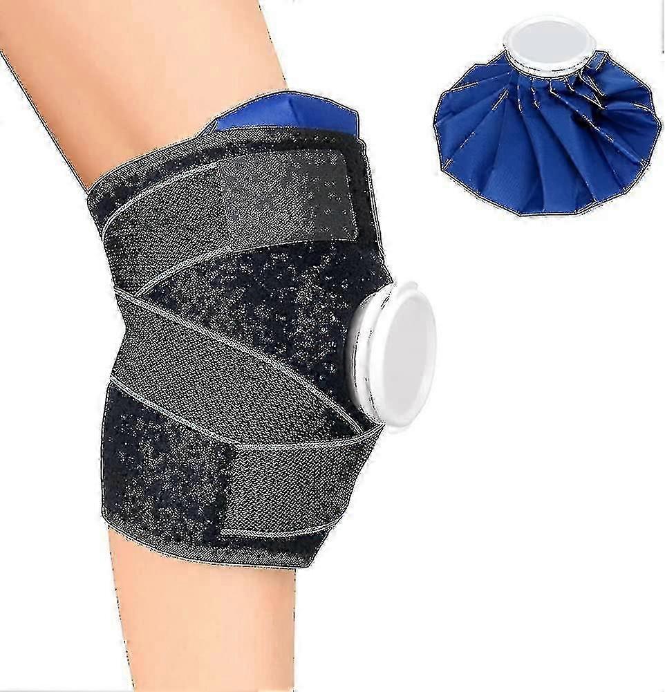 SLDXD Knee Ice Pack Wrap - Isposer til skader, Knæstøttebøjle med ispose, Varm og kold terapi i 1 år