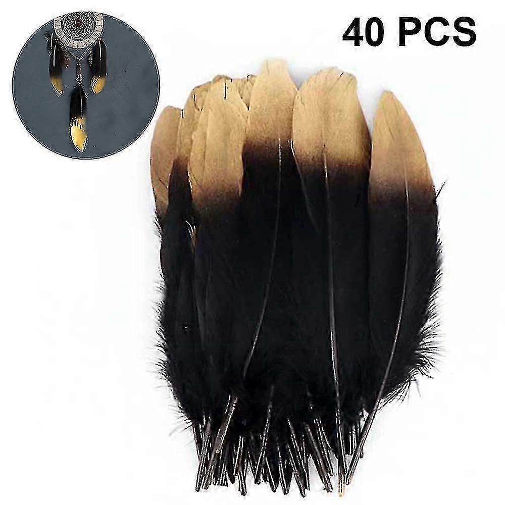 40pcs Goose Feather-black Bottom Tip Gold
